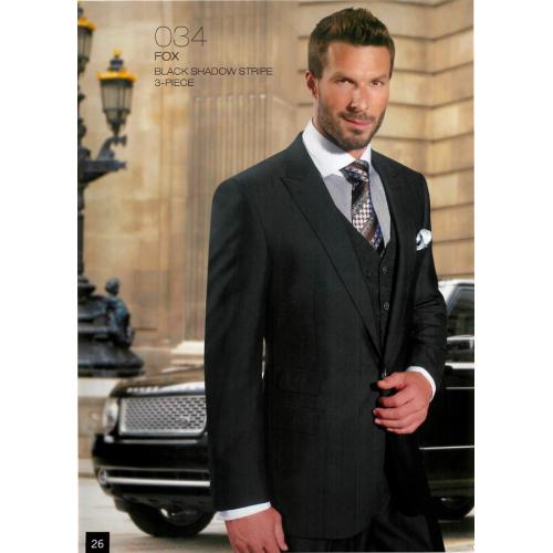 Tayion Collection "Fox" Black Shadow Stripe Wool Suit 034